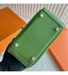 Mini Lindy Clemence I3 Avocat vert Matériel d'Or 19cm Pleine Main Ghw