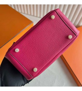 Mini Lindy Clemence 0D Rose foncé Rose d'Or Matériel 19cm Pleine Main Ghw