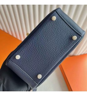 Sacs Lindy Mini Clemence 2Z Bleu Profond du Matériel d'Or 19cm Pleine Main Ghw