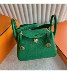 Sacs Lindy Mini Clemence U4 Velours vert Mat&Atilde;&copy;riel d'Or 19cm Pleine Main Ghw