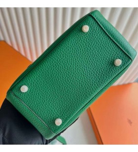 Sacs Lindy Mini Clemence U4 Velours vert Matériel d'Or 19cm Pleine Main Ghw