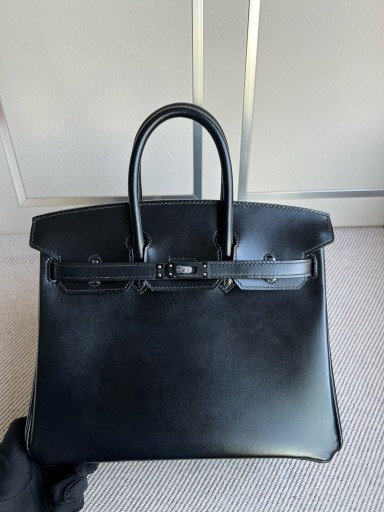Birkin Boxcalf schwarz Schwarz Schnalle 25cm Volle Handgemachte