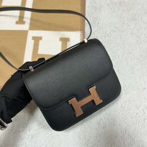 Constance Epsom Ck89 Black Rose-Gold-Hardware-19cm Volle Handgemachte