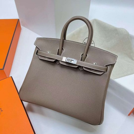 Birkin Togo Ck18 Etoupe Grau Silber Hardware Phw 25cm Volle Handgemachte