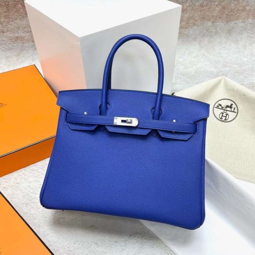 Birkin Togo 7T Hellen Blau Silber Hardware Phw 30cm Volle Handgemachte