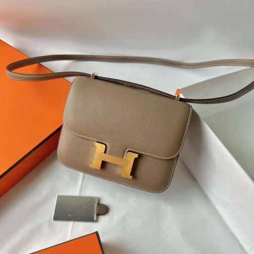 Konstanz Spiegel Epsom Ck18 Etoupe Grau Gold-Hardware-18cm Voll Handgemachte Ghw
