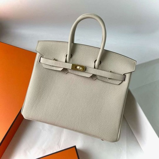 Birkin Togo Ck10 Cremig Weiß-Gold-Hardware-25cm Volle Handgemachte Ghw
