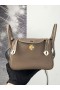 Mini-Lindy Etoupe Clemence-Grau-Gold-Hardware-20cm Volle Handgemachte