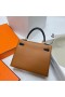 Kelly Hss Epsom Ck37 Golden Brown & Ck89 Schwarz-Gold-Hardware-Mghw 25cm Volle Handgemachte