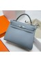 Kelly Swift J7 Leinen blau Silber Hardware Phw 32cm Volle Handgemachte