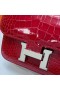 Konstanz shiny alligator-Krokodil-Ck53 Tief rot Silber Hardware Phw 24cm Volle Handgemachte