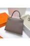 Kelly Epsom M8 gris ashpite Gold Hardware Ghw 25cm Volle Handgemachte