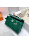 Mini Kelly Pochette Shiny Alligator-Krokodil-6Q jade grün, Silber Hardware Phw 22cm Volle Handgemachte