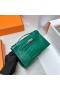 Mini Kelly Pochette Shiny Alligator-Krokodil-6Q jade grün, Silber Hardware Phw 22cm Volle Handgemachte