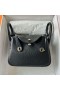 Mini-Lindy Clemence Ck89 Schwarz Silber Hardware-19cm Voll Handgemachte Phw