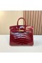 Birkin Shiny Alligator Ck55 Bordeaux-rot mit Gold-Hardware 25 cm Volle Handgemachte Ghw