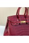 Birkin Shiny Alligator Ck55 Bordeaux-rot mit Gold-Hardware 25 cm Volle Handgemachte Ghw