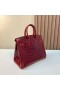 Birkin Shiny Alligator Ck55 Bordeaux-rot mit Gold-Hardware 25 cm Volle Handgemachte Ghw
