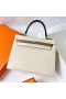 Kelly Epsom i2 Creamy White & 0M Tee-Khaki & 0L Grau Silber Hardware-25cm Volle Handgemachte Phw