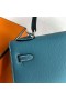Kelly Epsom D2 Denim blau Silber Hardware-25cm Volle Handgemachte Phw