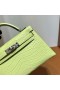 Mini Kelly Matte alligator-Krokodil-9R, Knospe, gelb, Silber Hardware-19cm Voll Handgemachte Phw