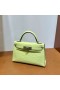 Mini Kelly Matte alligator-Krokodil-9R, Knospe, gelb, Silber Hardware-19cm Voll Handgemachte Phw