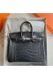 Birkin Matte Alligator Krokodil Ck89 Schwarz Silber Hardware-25cm Volle Handgemachte Phw
