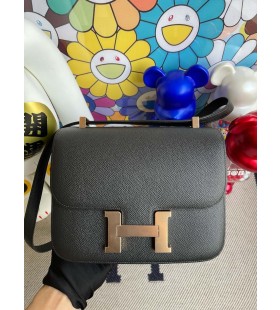 Constance Epsom ck89 Noir Rose Gold-Hardware-24cm Volle Handgemachte