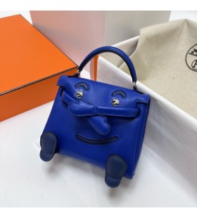 Kelly doll Swift-Glasur blau Silber Hardware Phw 16cm Volle Handgemachte