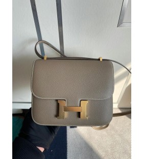 Constance Epsom Ck18 Etoupe Grau Gold-Hardware-18cm Volle Handgemachte