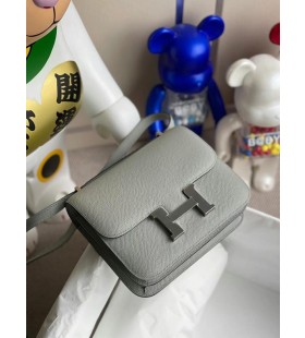 Constance Epsom 4Z Gull Grau Silber Hardware-18cm Volle Handgemachte