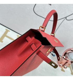 Kelly Epsom Q5 Helle rot Gold Hardware GHW 25cm Volle Handgemachte