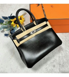 Birkin Box Ck89 Schwarz Silber Hardware Phw 30cm Volle Handgemachte