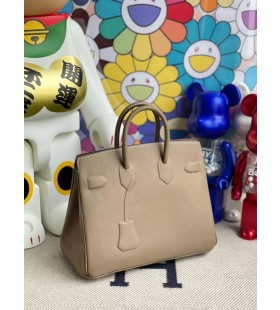 Birkin Schatten Swift-Etoupe Grau Silber Hardware-25cm Volle Handgemachte