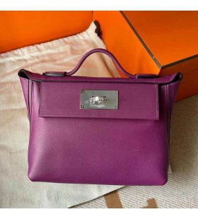 Mini kelly 2424 Evercolor & Swift P9 actiniae lila Silber Hardware Phw 21cm Volle Handgemachte