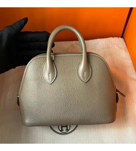 Mini-Bolide Chevre Ck18 Etoupe Grau Silber Hardware-19cm Volle Handgemachte