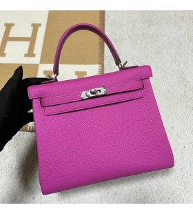 Kelly Togo Rose Pink-Silber-Hardware-25cm Volle Handgemachte