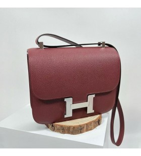 Constance Epsom Ck55 Bordeaux rot Silber Hardware Phw 24cm Volle Handgemachte