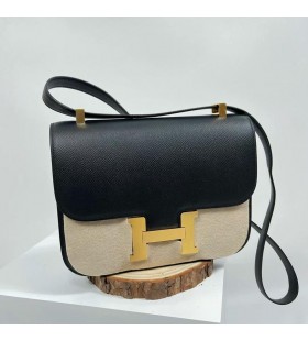 Constance Epsom Ck89 Schwarz-Gold-Hardware-24cm Volle Handgemachte