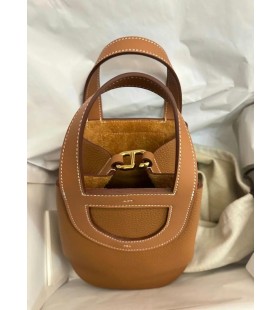 Neue In-the-loop-Picotin Togo Golden Brown Gold Hardware 18cm Volle Handgemachte