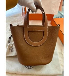 Neue In-the-loop-Picotin Togo Golden Brown Gold Hardware 18cm Volle Handgemachte