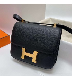 Constance Epsom Ck89 Schwarz-Gold-Hardware-Ghw 24 cm Volle Handgemachte