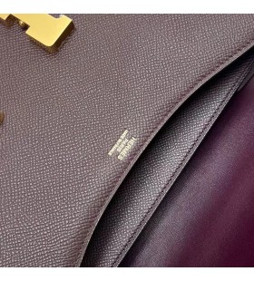Constance Epsom 0G-Dark purple red Gold Hardware Ghw 24 cm Volle Handgemachte