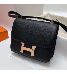 Constance Epsom Ck89 Schwarz Rose Gold Hardware RGhw 24cm Volle Handgemachte