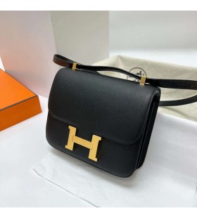 Constance Epsom Ck89 Schwarz-Gold-Hardware-Ghw 24 cm Volle Handgemachte