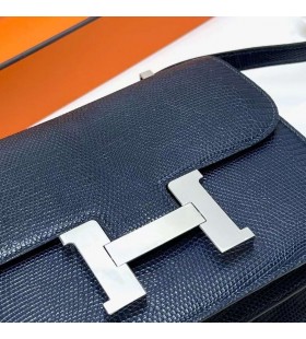 Konstanz Lizard 7L Malta Blau Silber Hardware Phw 24cm Volle Handgemachte