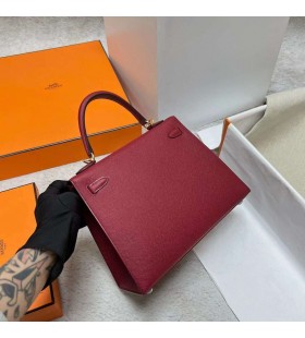 Kelly Epsom K1-Granat-rot-Gold-Hardware-Ghw 25cm Volle Handgemachte