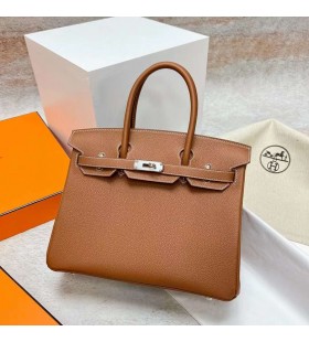 Birkin Togo Ck37 Golden Braun Silber Hardware Phw 30cm Volle Handgemachte