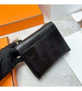 Verrou Lizard Ck89 Schwarz-Gold-Hardware-Ghw 17,5 cm Volle Handgemachte