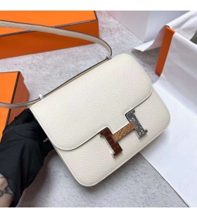 Constance Epsom I2 Cremige WeiÃe Krokodil+Lizard Schnalle Phw 18cm Volle Handgemachte